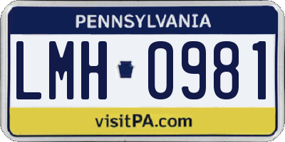 PA license plate LMH0981