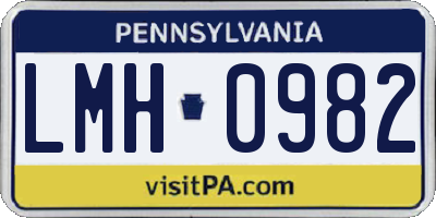 PA license plate LMH0982