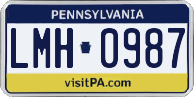 PA license plate LMH0987