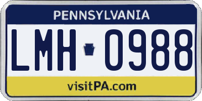PA license plate LMH0988
