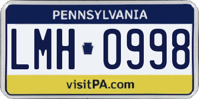 PA license plate LMH0998