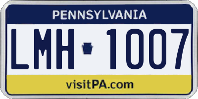 PA license plate LMH1007
