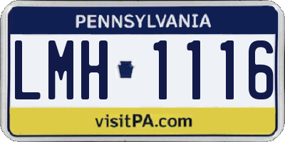 PA license plate LMH1116