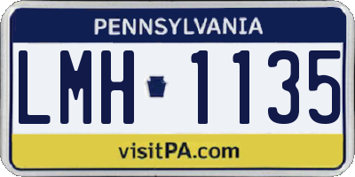 PA license plate LMH1135