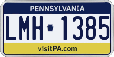 PA license plate LMH1385