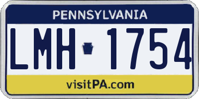 PA license plate LMH1754