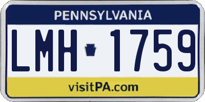 PA license plate LMH1759