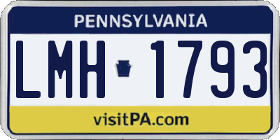 PA license plate LMH1793
