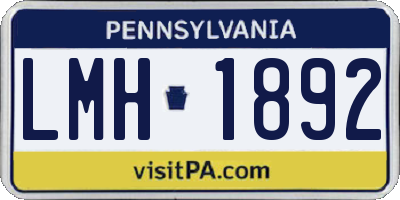 PA license plate LMH1892
