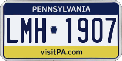 PA license plate LMH1907