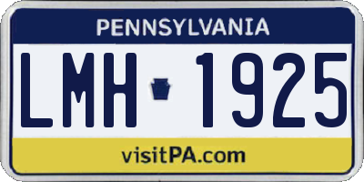 PA license plate LMH1925