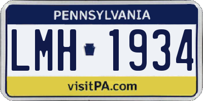 PA license plate LMH1934