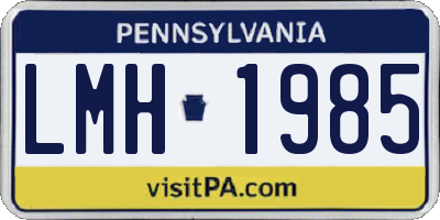 PA license plate LMH1985
