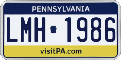 PA license plate LMH1986