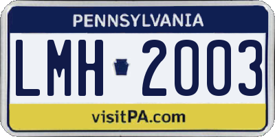 PA license plate LMH2003