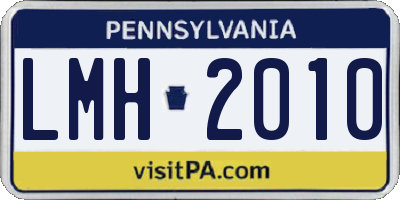 PA license plate LMH2010