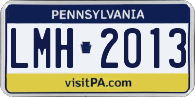 PA license plate LMH2013