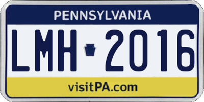 PA license plate LMH2016