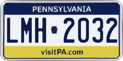 PA license plate LMH2032