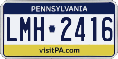 PA license plate LMH2416