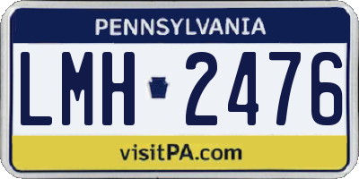 PA license plate LMH2476