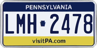 PA license plate LMH2478