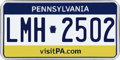 PA license plate LMH2502