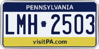 PA license plate LMH2503