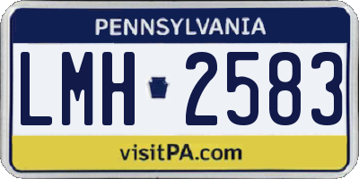 PA license plate LMH2583