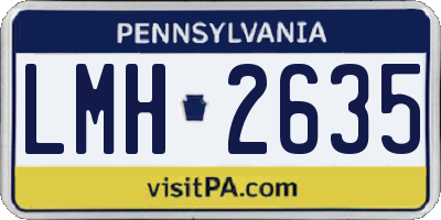 PA license plate LMH2635