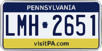 PA license plate LMH2651