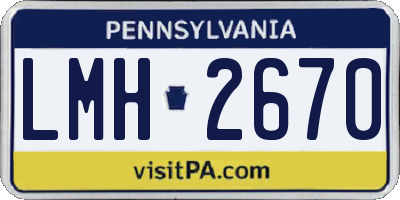 PA license plate LMH2670