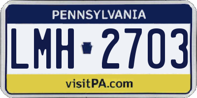 PA license plate LMH2703