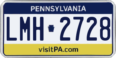 PA license plate LMH2728