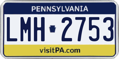 PA license plate LMH2753