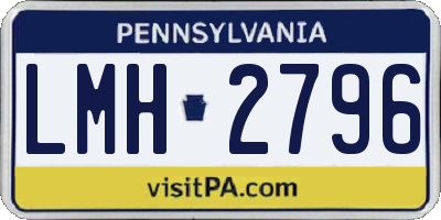 PA license plate LMH2796