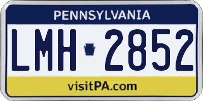 PA license plate LMH2852