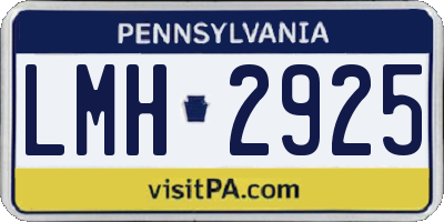 PA license plate LMH2925