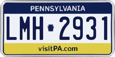 PA license plate LMH2931