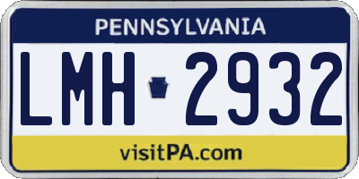PA license plate LMH2932