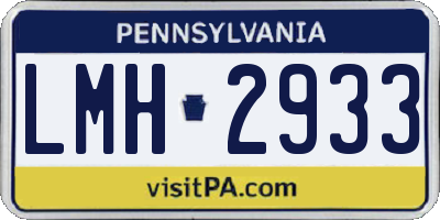 PA license plate LMH2933