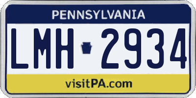 PA license plate LMH2934