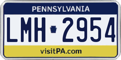 PA license plate LMH2954
