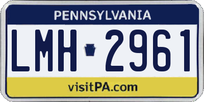 PA license plate LMH2961