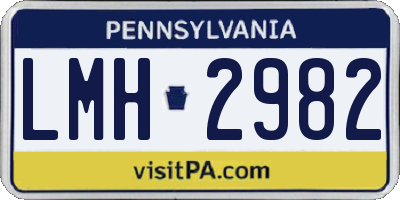 PA license plate LMH2982