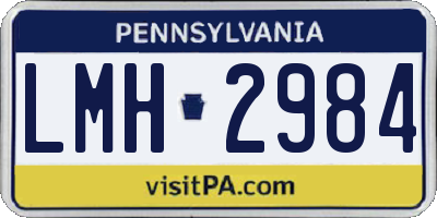 PA license plate LMH2984