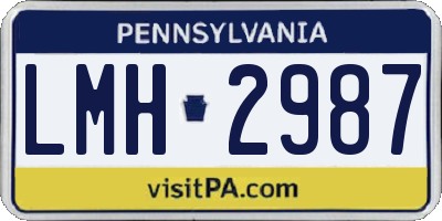PA license plate LMH2987