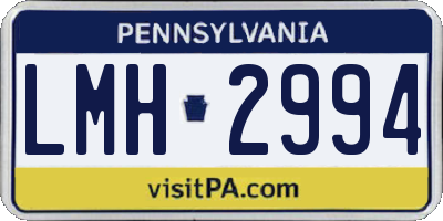 PA license plate LMH2994