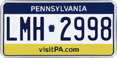 PA license plate LMH2998