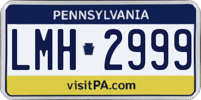 PA license plate LMH2999